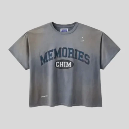 HMDD Memories CHIM Oversized Graphic T-Shirt in vintage grey with collegiate front print and relaxed oversized streetwear fit.
