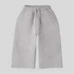 HMDD white wide leg sweat shorts with elastic waistband and matching drawstring