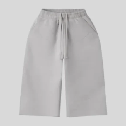 HMDD white wide leg sweat shorts with elastic waistband and matching drawstring