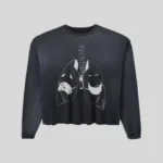 HMDD black sweatshirt with monochrome anatomical lung and spine graphic