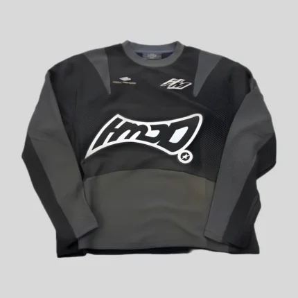 HMDD graphic black sweatshirt with front logo and panel details