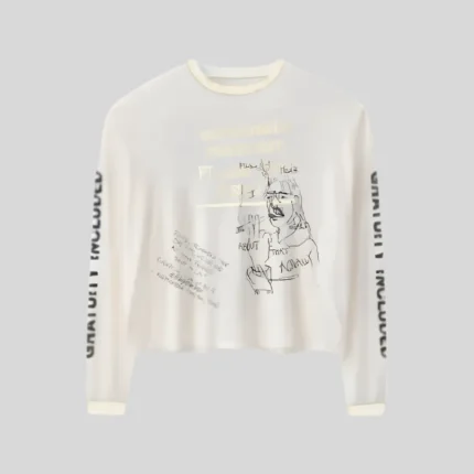 HMDD graphic white sweatshirt with illustrated front design