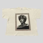 HMDD praying hands graphic oversized white T-shirt featuring expressive black and pink artwork and relaxed streetwear styling.