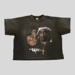 HMDD Tupac vintage graphic oversized black T-shirt featuring portrait artwork and bold hip-hop inspired streetwear design.