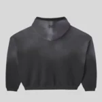 HMDD black zip up hoodie with subtle tonal chest graphic and front pockets
