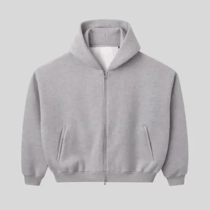 HMDD grey full zip hoodie with hood and front pockets