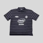 HMDD black striped polo shirt with front graphics