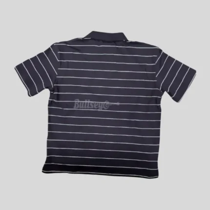 HMDD black striped polo shirt with front graphics