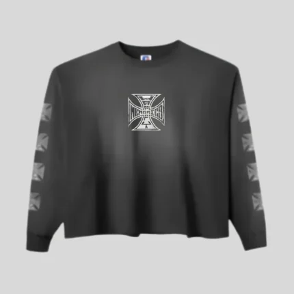 Black Geometric Graphic Crewneck Sweatshirt with sleeve graphics