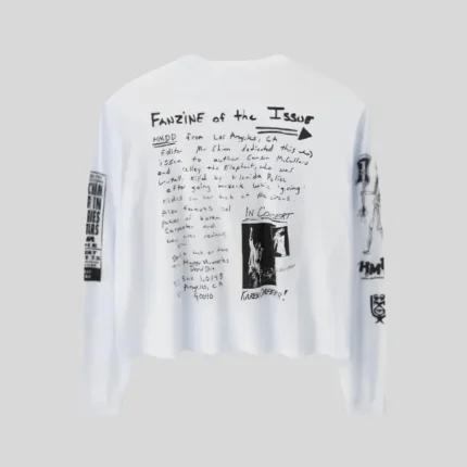 HMDD White Vintage Graphic Sweatshirt with monochrome front artwork