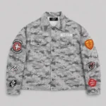 Grey Camo Jacket, Digital Camo Jacket, Camo Streetwear, Patchwork Jacket, Military Style Jacket, Streetwear Jacket, Grey Streetwear, Camouflage Jacket, Utility Jacket, Urban Jacket, Mens Camo Jacket, Womens Camo Jacket, Graphic Patch Jacket, Casual Camo Jacket, Oversized Streetwear